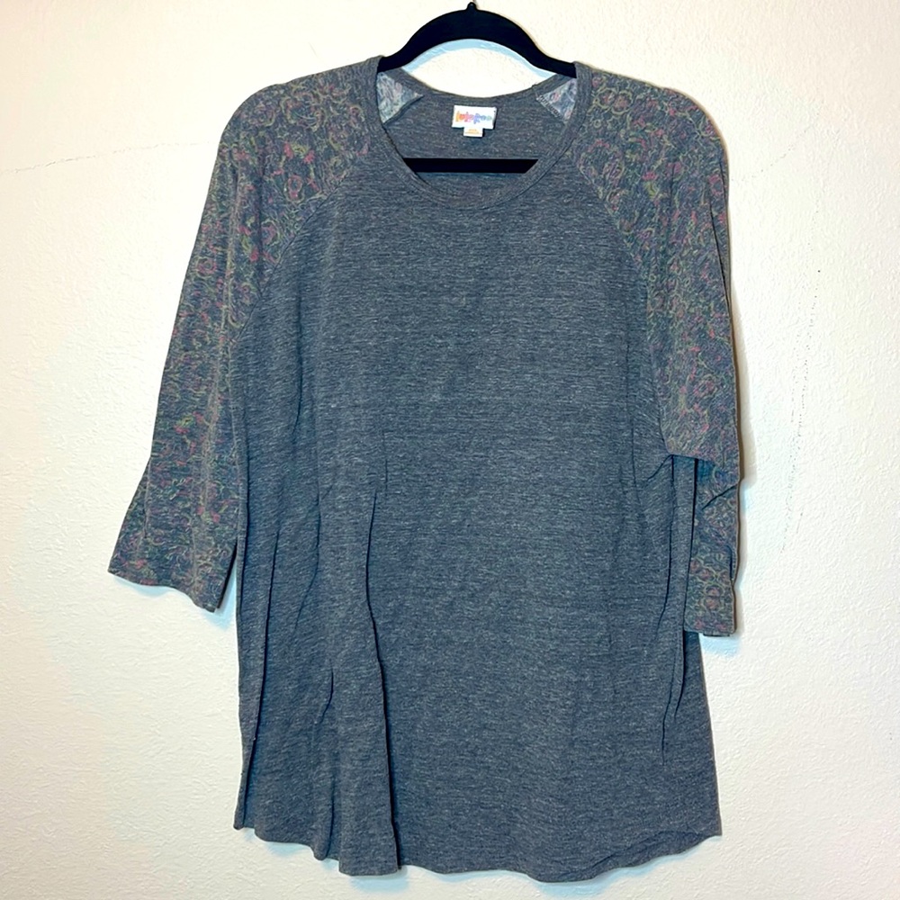LuLaRoe 3XL Randy 3/4 Sleeve Gray Top